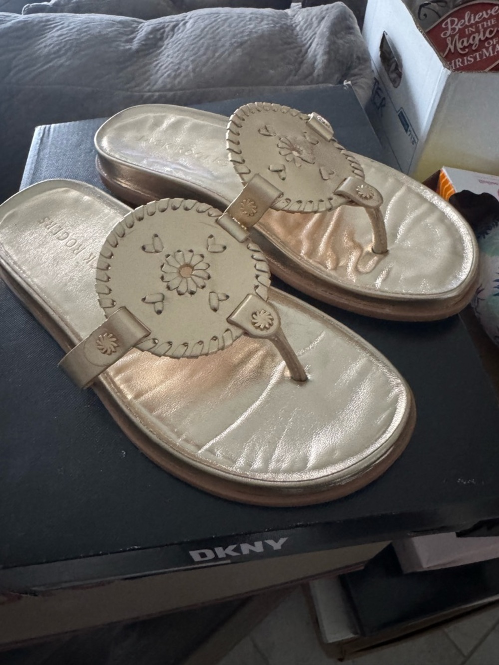Jack Rogers Metallic Gold Palm Beach Sandals